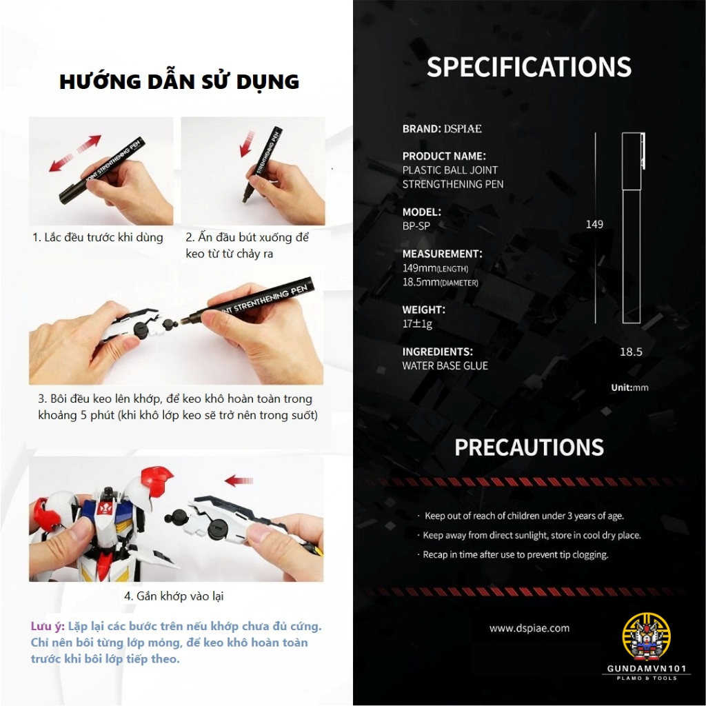 BÚT DSPIAE FIX KHỚP LỎNG MODEL JOINT STRENGTHENING PEN - làm dày khớp mô hình lắp ráp gundam gunpla shf figure hottoys - Ảnh 4